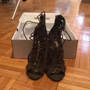 Olive suede Aldo cage shoes